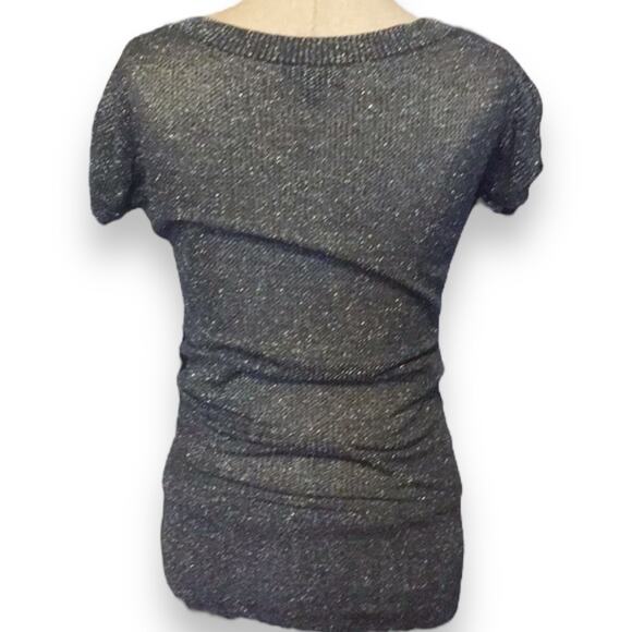 Express Black/ Dark Gray Metallic Knit Top Size XS - Picture 2 of 5